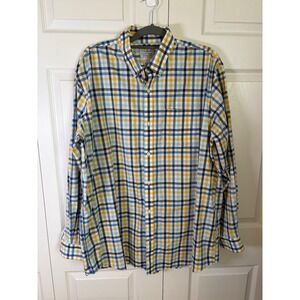 LL Bean Mens XL Traditional Fit Plaid Button Down Shirt Blue Yellow 288292